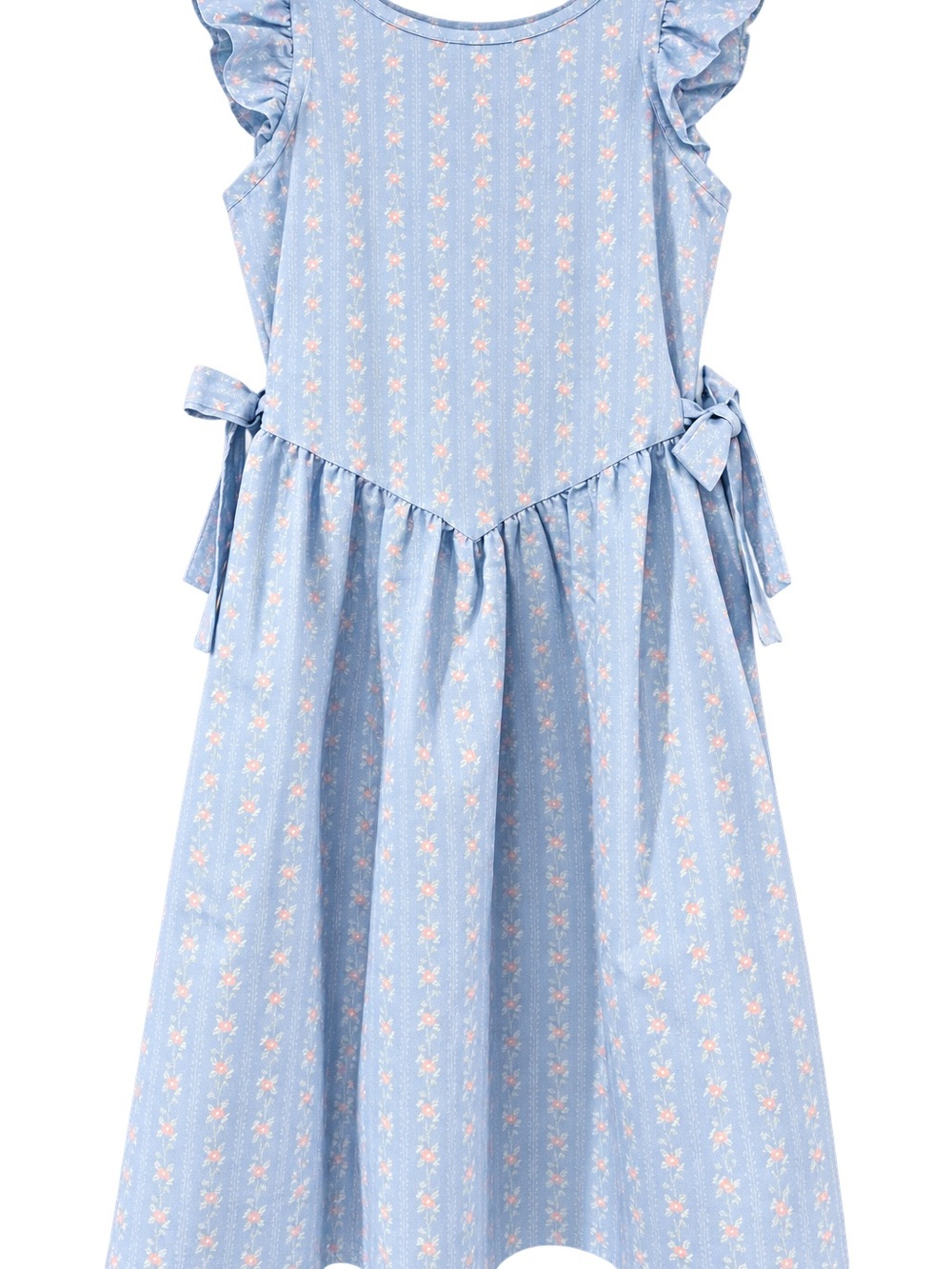 Vintage Kim Originals Girls Blue Floral Cotton Dress Size